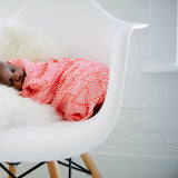 Coral Geometric Cascade Swaddle Set