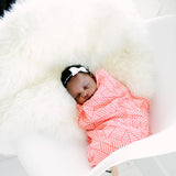 Coral Geometric Cascade Swaddle Set